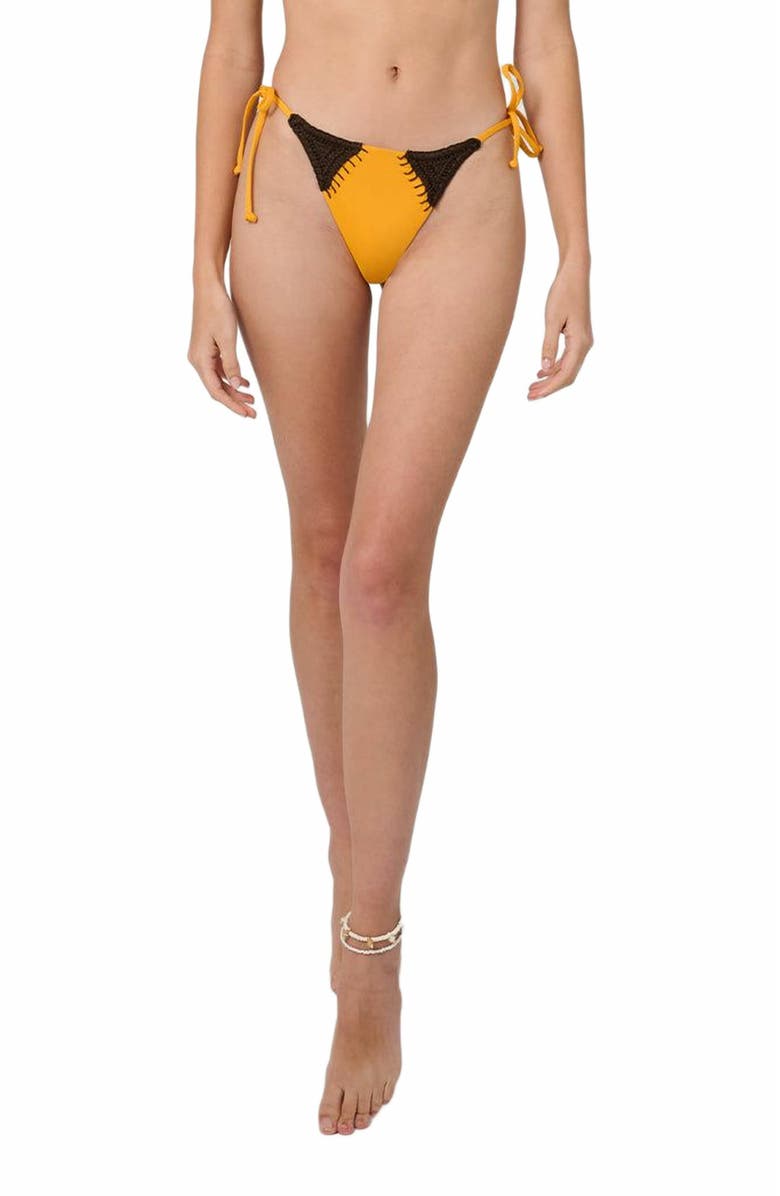 WeWoreWhat Crochet Combo Tie Bottom, Alternate, color, Mahogany/Orng