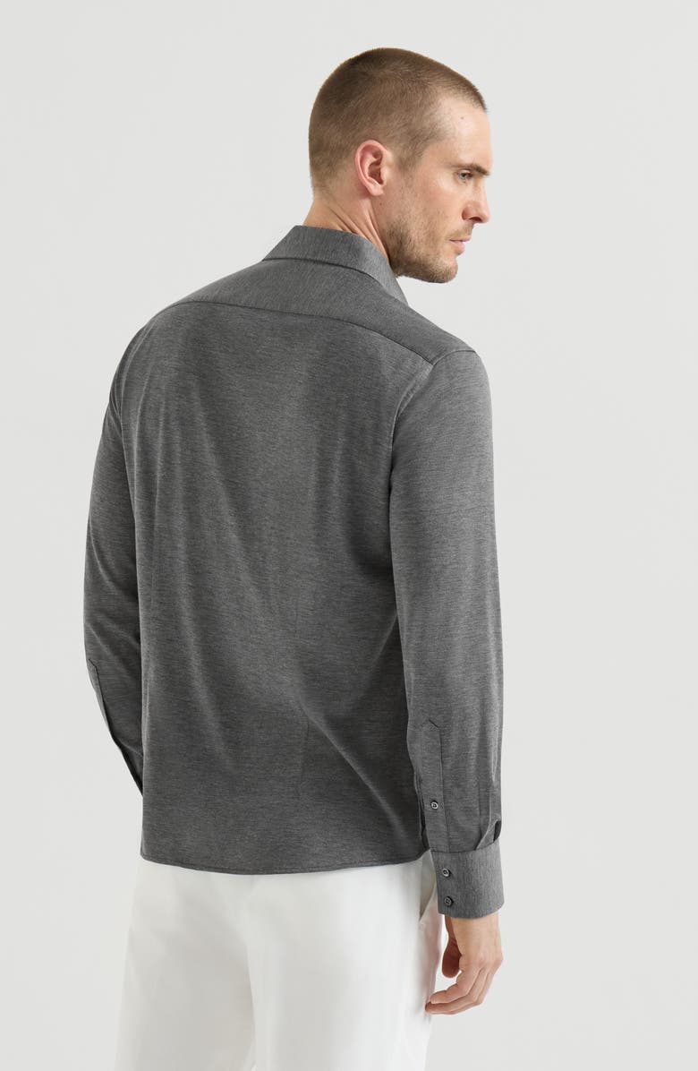 Brunello Cucinelli Lightweight jersey shirt, Alternate, color, Dark Grey