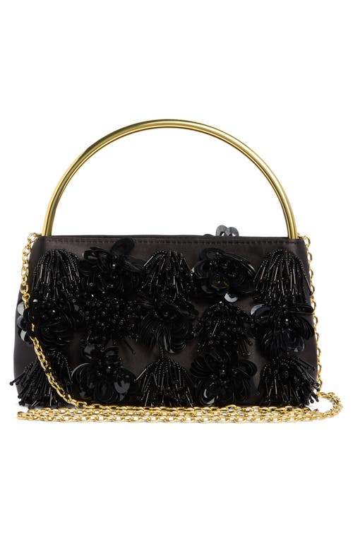 Lele Sadoughi Marlowe Sequin Flower Clutch In Black