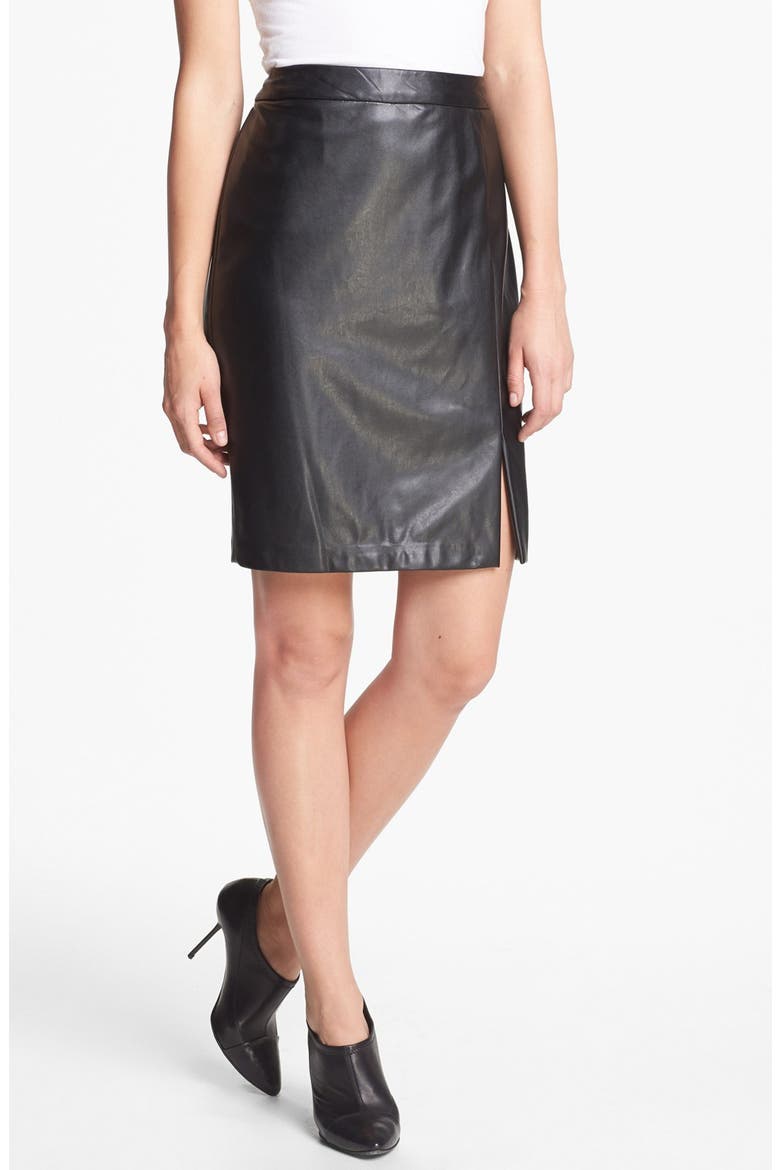 Faux Leather Skirt, Main, color, RICH BLACK
