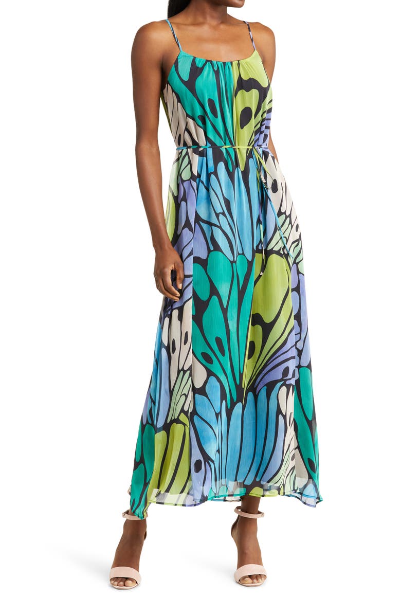 Sam Edelman Butterfly Print Maxi Dress, Main, color, 
