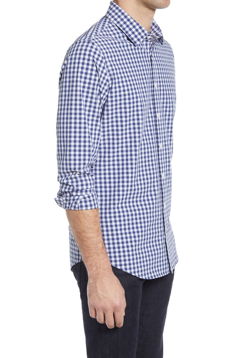 Leeward Stretch Check Button-Up Shirt, Alternate, color, COBALT BLUE GINGHAM