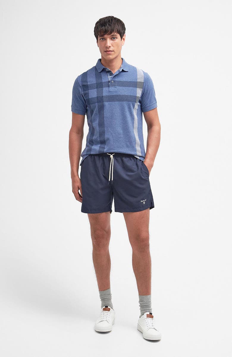 Barbour Staple Logo Embroidered Swim Trunks, Alternate, color, Navy