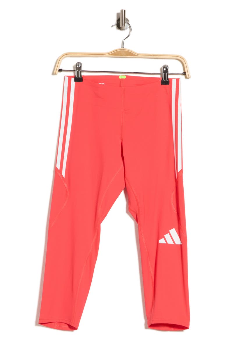3-Stripes 3/4 Leggings, Alternate, color, SEMI LUCID RED/