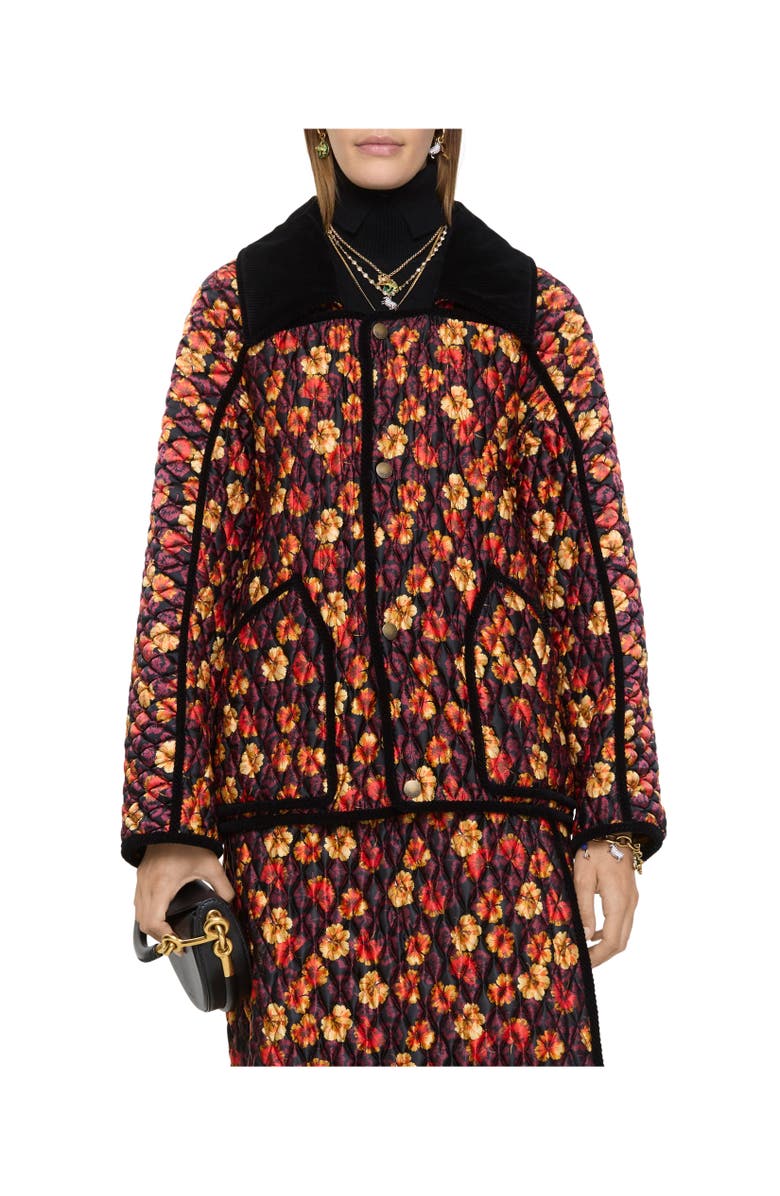 Burberry Geranium Leaf Quilted Nylon Floriston Jacket, Alternate, color, Poppy Red