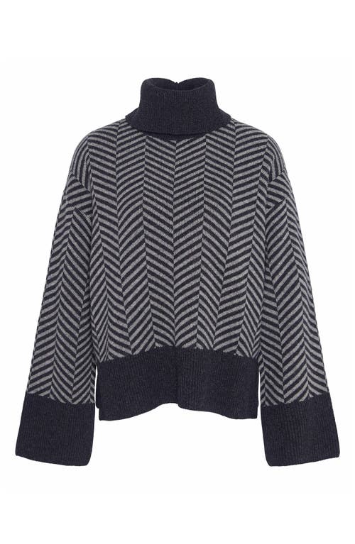 Barbour Aubrey Chevron Stitch Wool Blend Cowl Neck Sweater In Gray