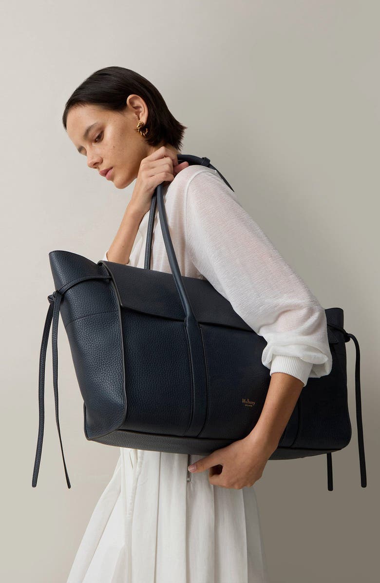 Mulberry Large Soft Bayswater Leather Satchel, Alternate, color, Night Sky