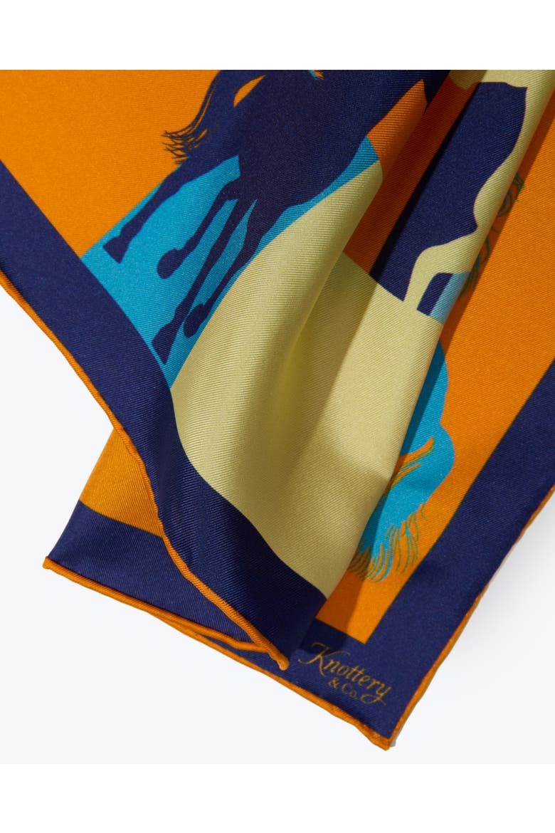 Cavalier Silk Bandana, Alternate, color, Navy & Orange