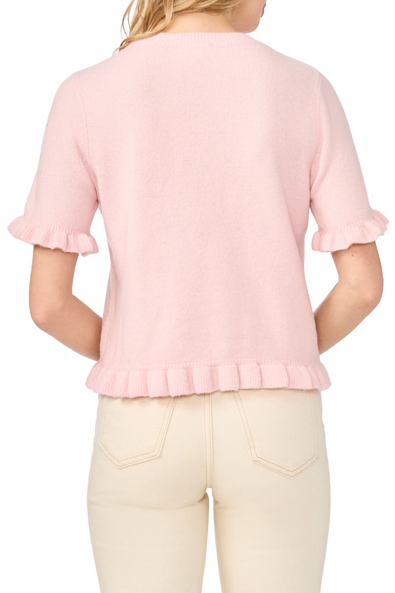 Ruffle Trim Short Sleeve Sweater, Alternate, color, VEILED PINK