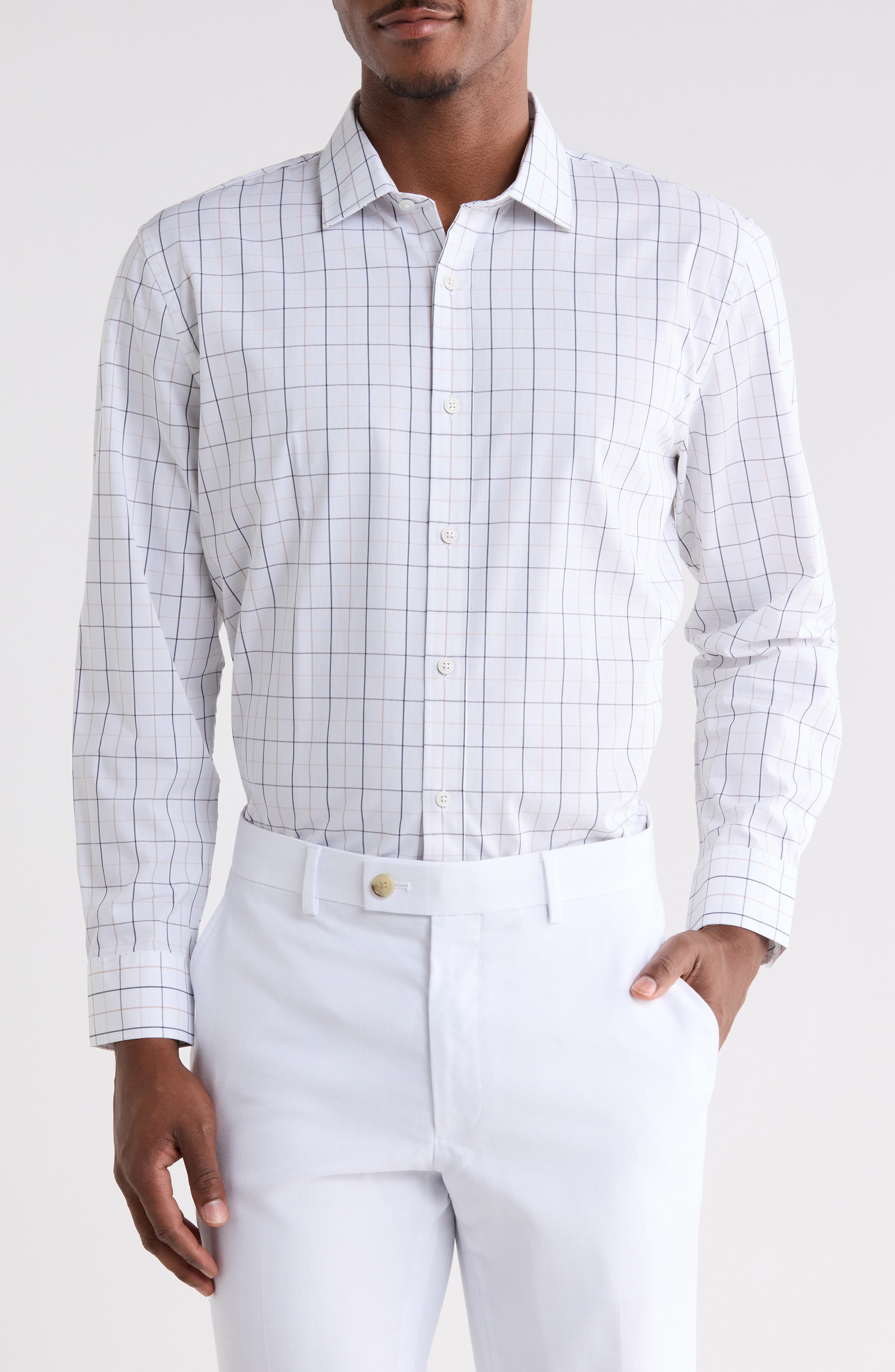 Slim Fit Windowpane Check Shirt