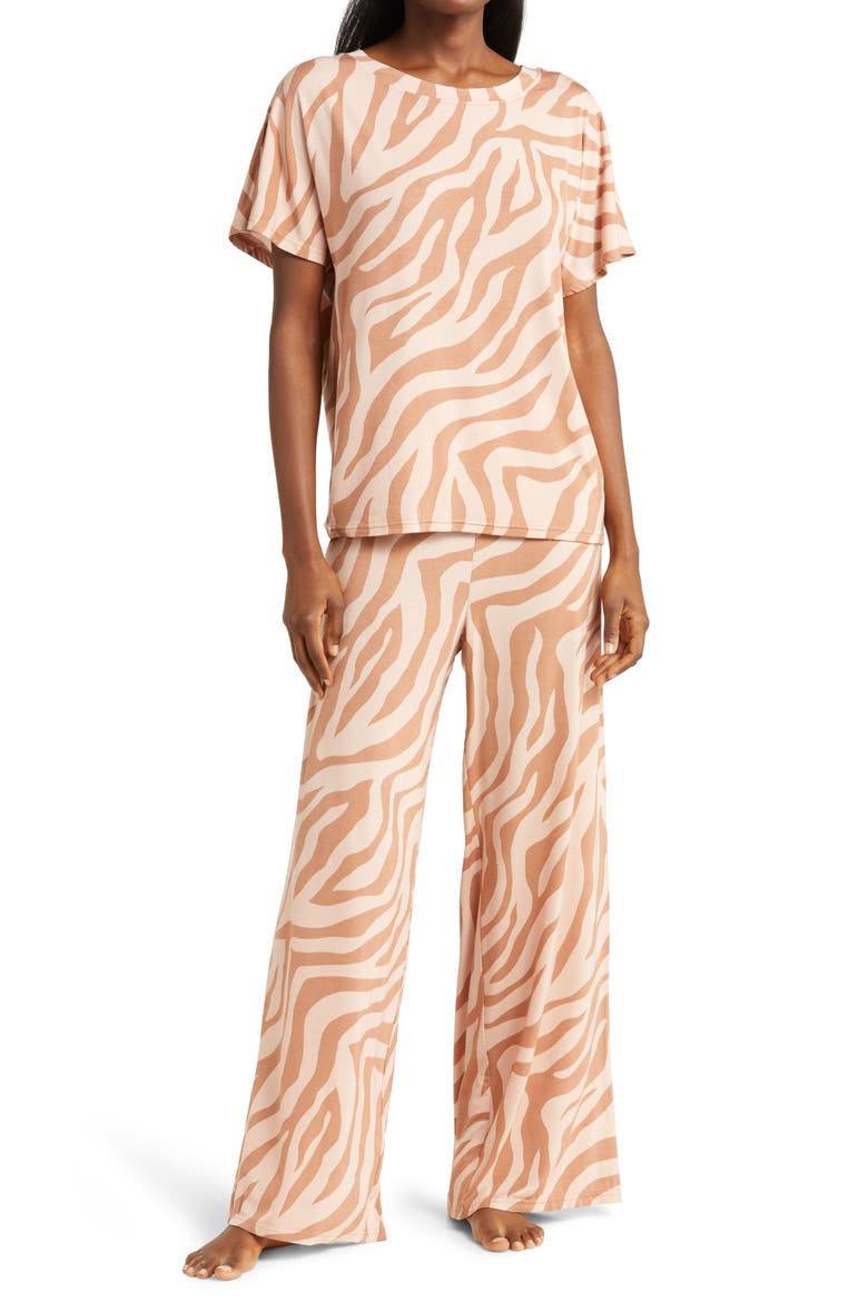 Moonlight Easy Pajamas, Main, color, TAN MOCHA SLEEPY ZEBRA