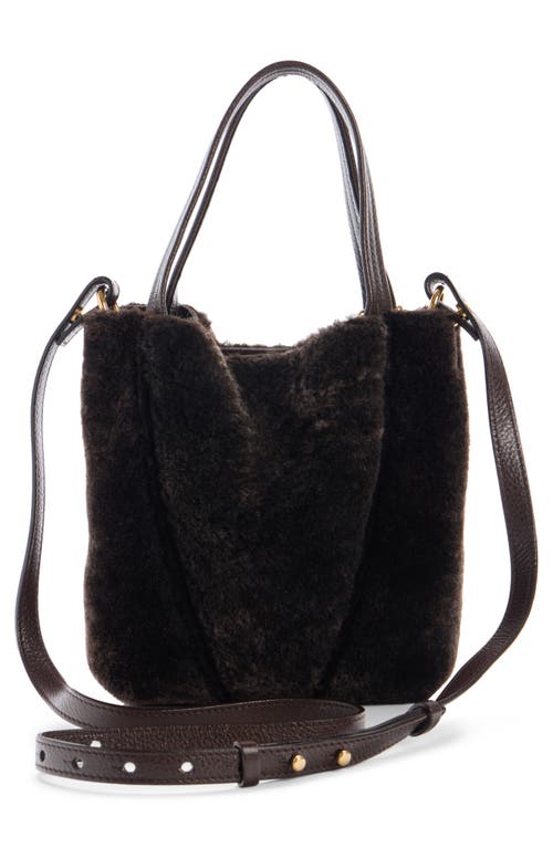 Chloé Small Spin Genuine Shearling Tote In Brown