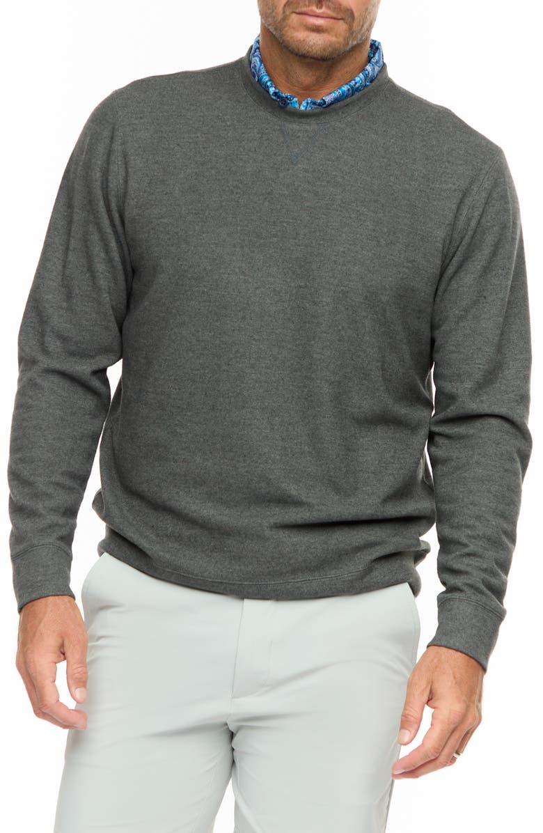 Robert Graham Colbourne Crewneck Performance Knit Pullover, Main, color, Charcoal
