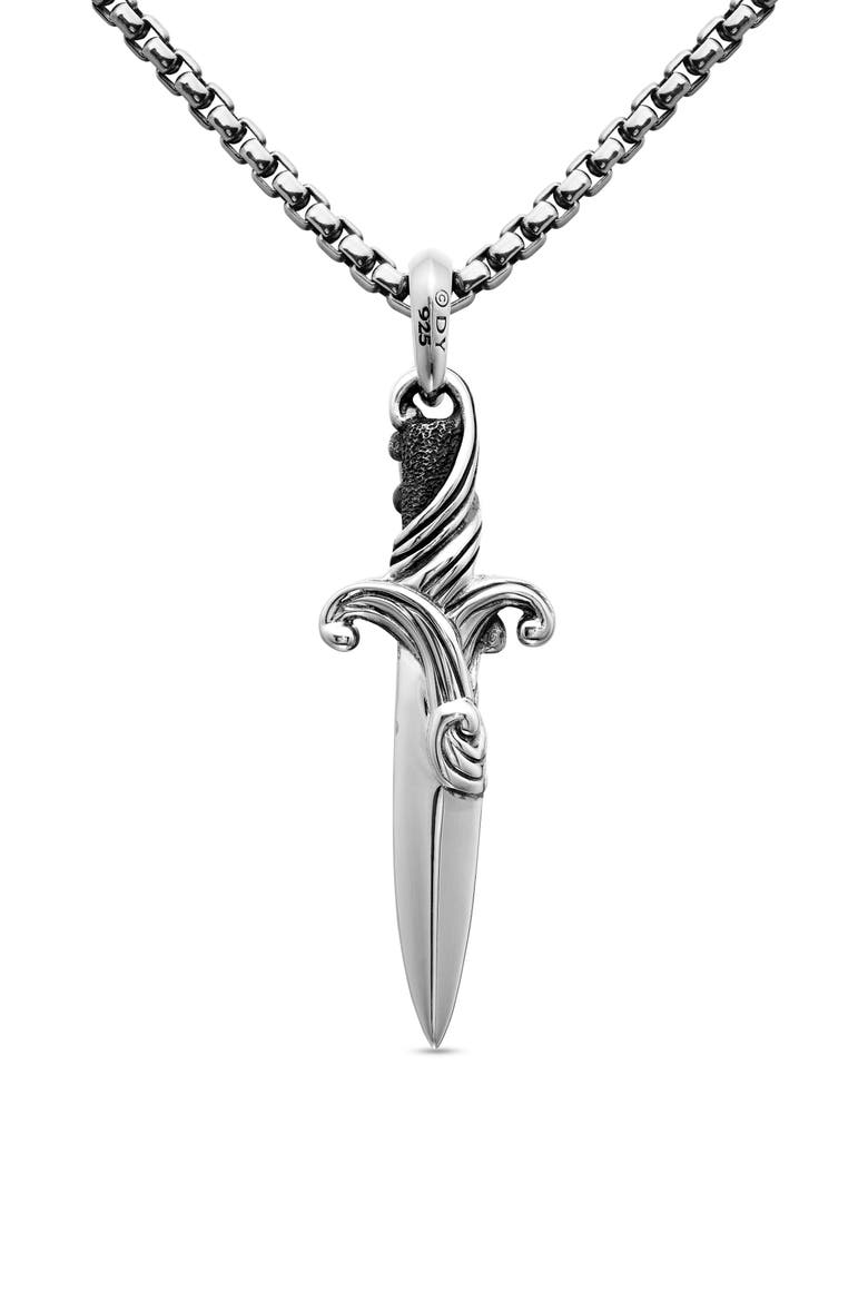 Waves Dagger Amulet with Black Diamonds, Alternate, color, BLACK