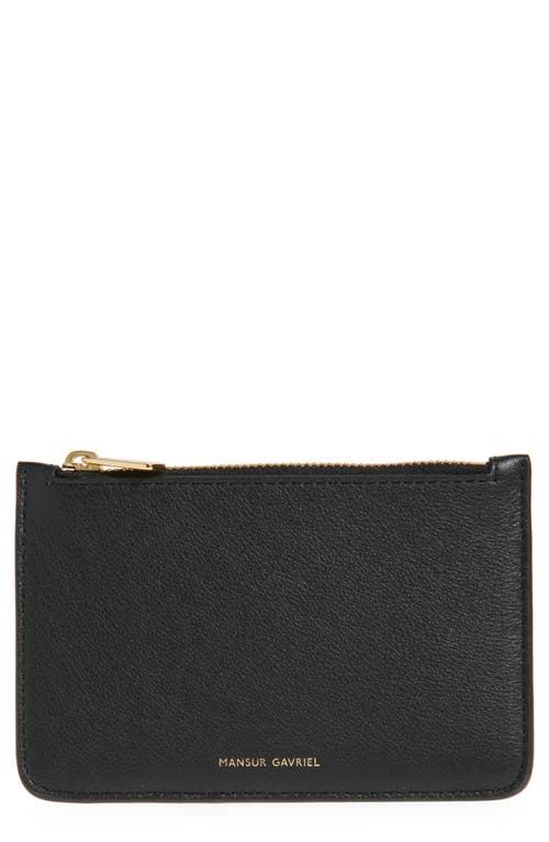 Shop Mansur Gavriel Leather Zip Card Holder In Black