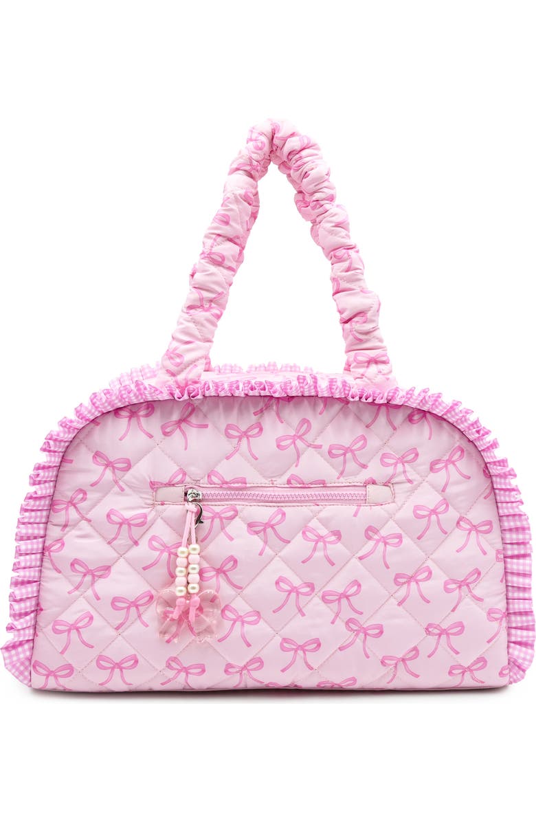 OMG Accessories Kids' Medium Bow Quilted Duffle Bag, Main, color, Lollipop