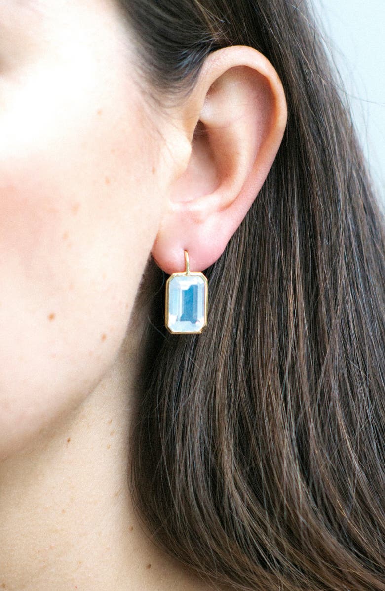 GOSHWARA Gossip Emerald Cut Drop Earrings, Alternate, color, White