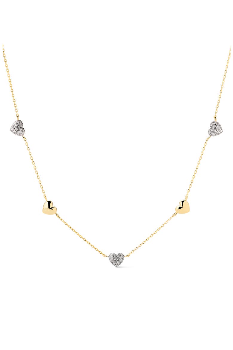 Lev Mini Pavé Station Necklace, Main, color, GOLD/CLEAR