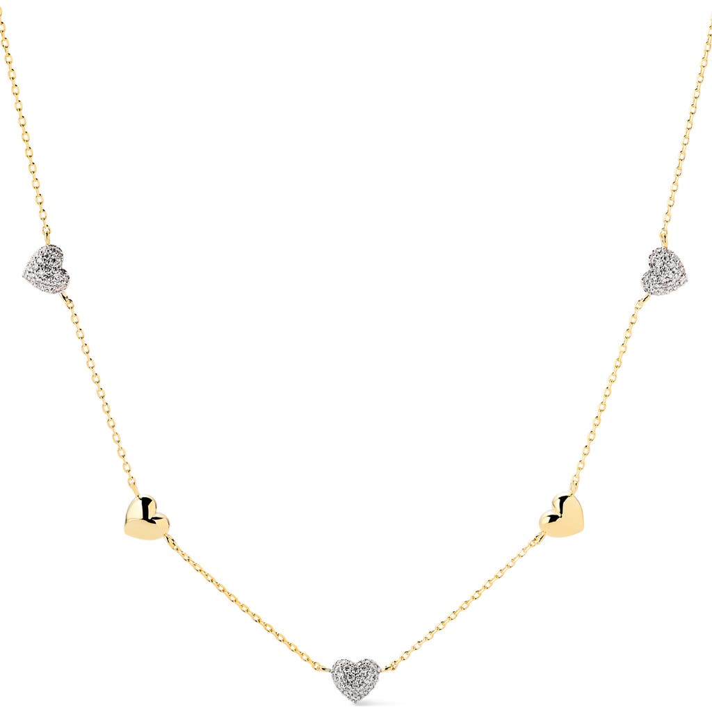 Ana Luisa Heart Necklace Lev Mini Pave Station Necklace In Brown