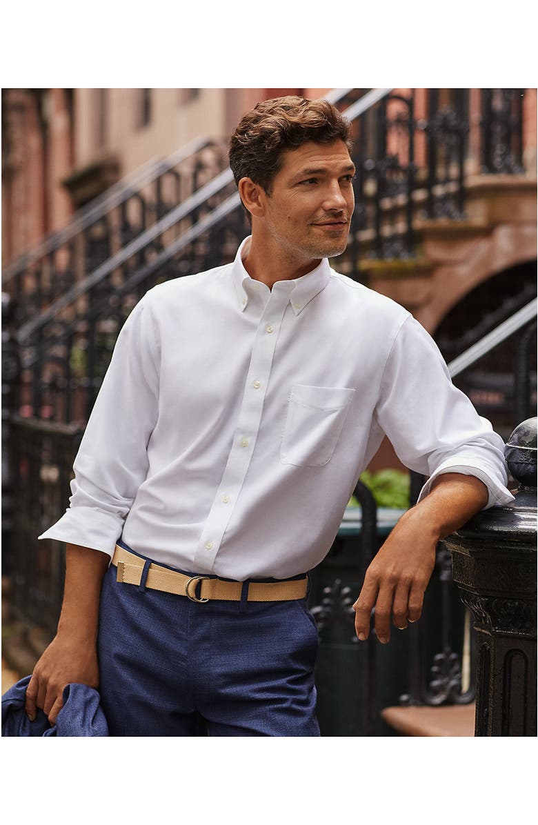 Lands' End Big and Tall No Iron Supima Oxford Dress Shirt, Alternate, color, White