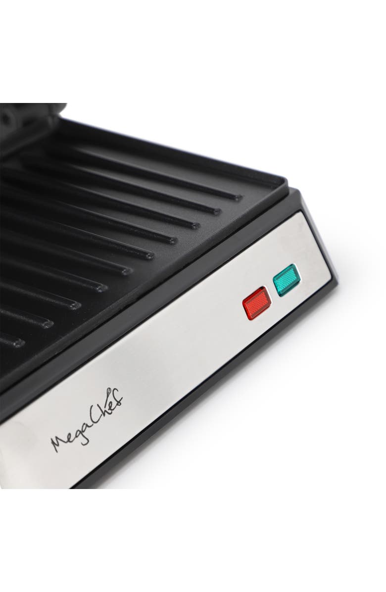 Megachef Electric Dual Plate Non-Stick Panini Grill Contact Press with Drip Tray, Alternate, color, Black