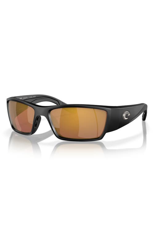 Costa Del Mar Corbina Pro 61mm Polarized Rectangular Sunglasses In Matte Black/gold Mirror