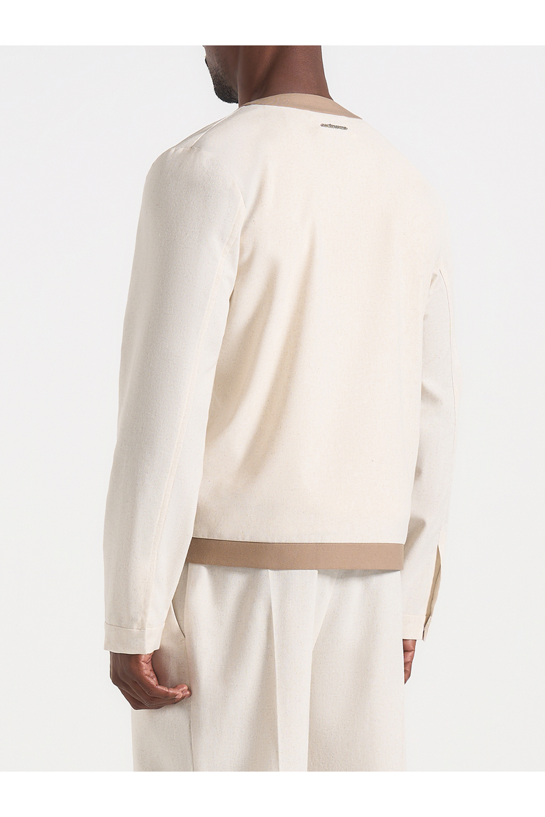 Clovis Linen Cardigan With Contrast Placket, Alternate, color, Natural