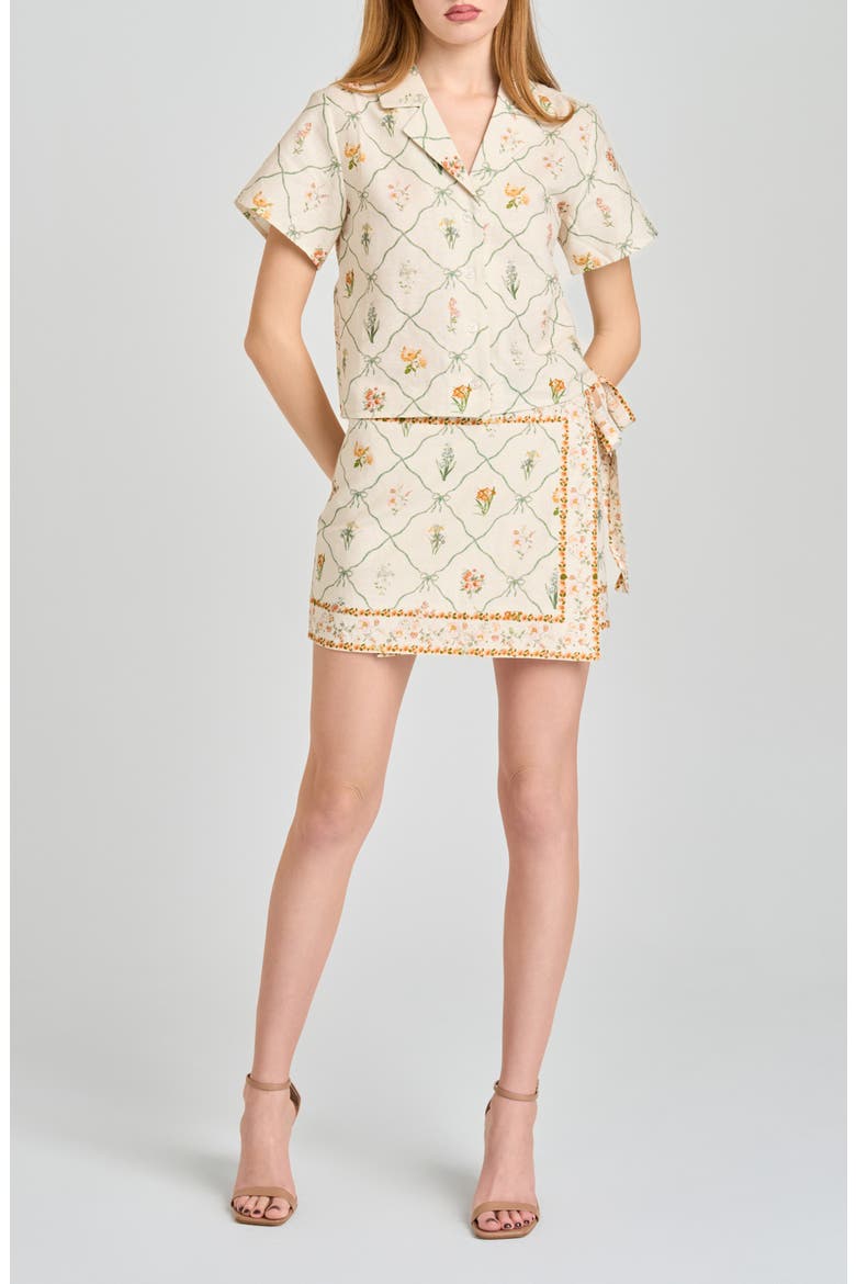 Amelia Print Linen Blend Button-Up Shirt, Alternate, color, IVORY BOTANICAL