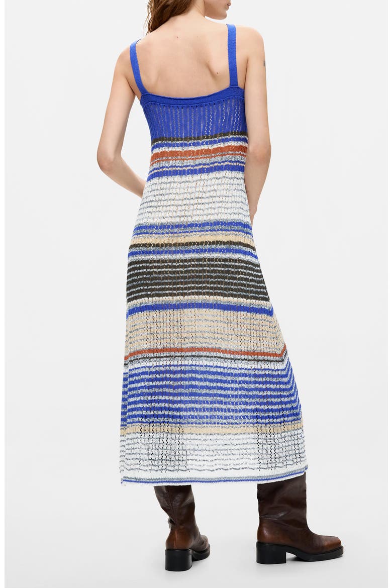 Striped Pointelle Knit Dress, Alternate, color, BLUE