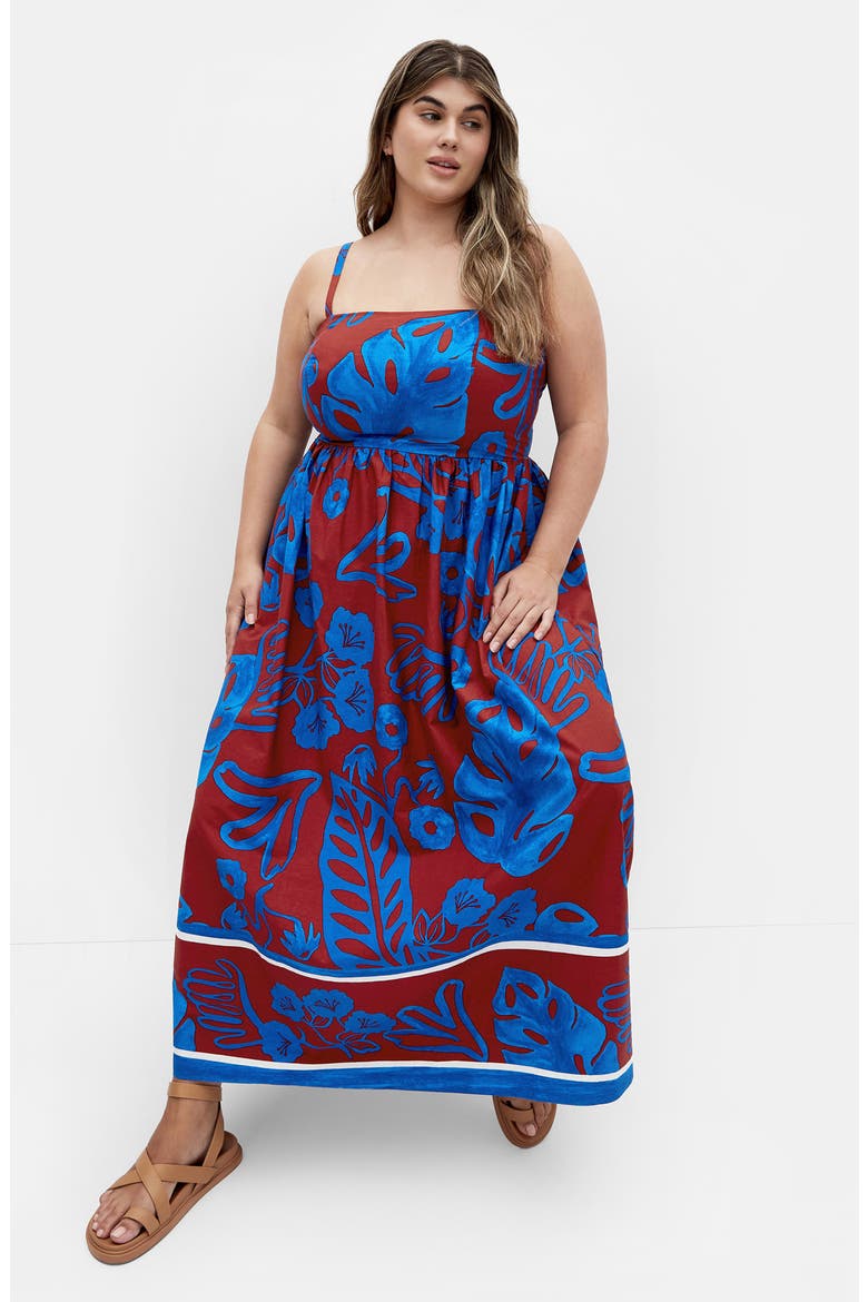 Giana Floral Cotton Sundress, Alternate, color, BLUE BORDER SEVILLE