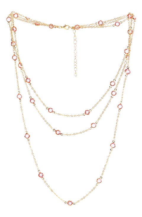 Crystal Glass Three-Layer Necklace