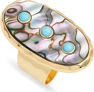NEST Jewelry Abalone Turquoise Studded Adjustable Ring