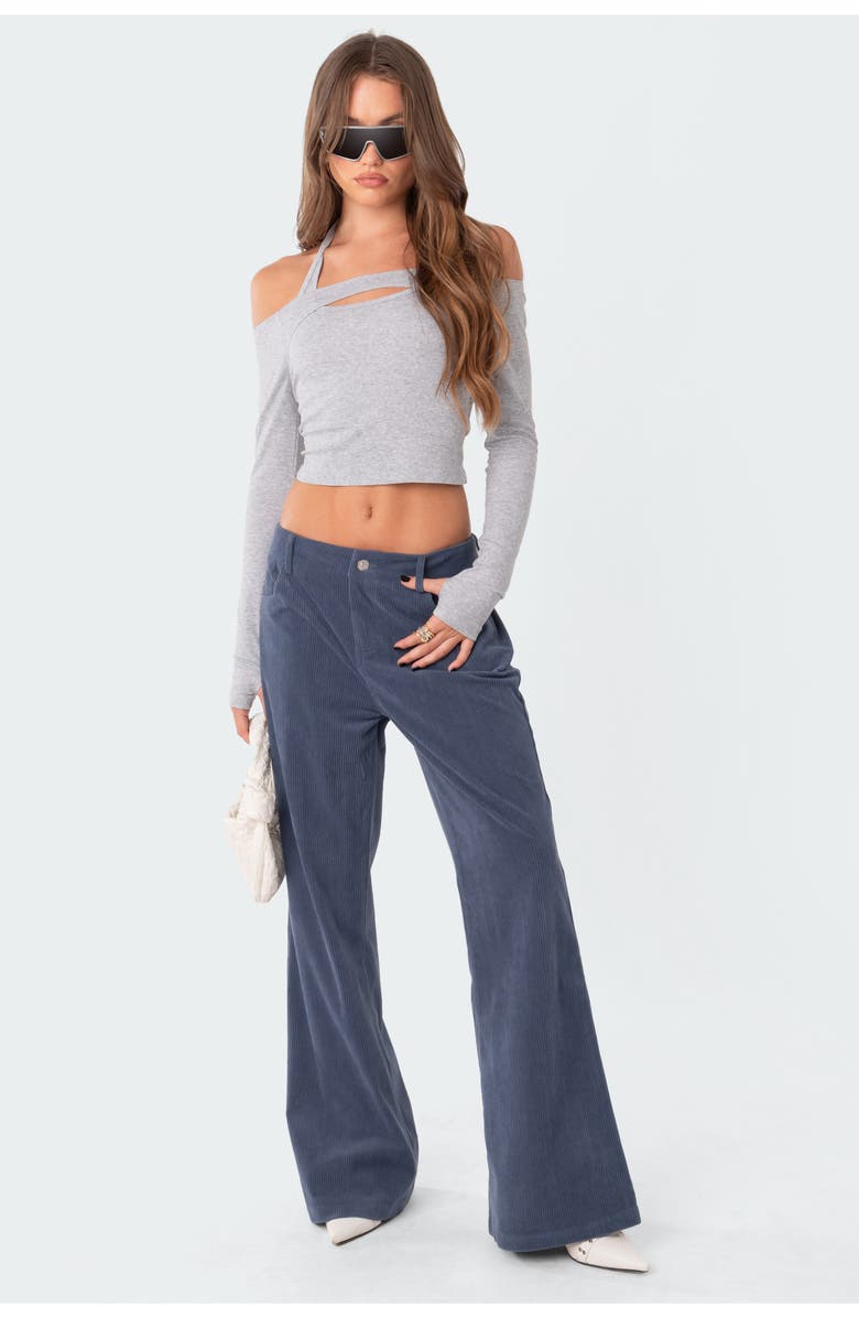 EDIKTED Dawn High Waist Wide Leg Corduroy Pants, Alternate, color, Blue