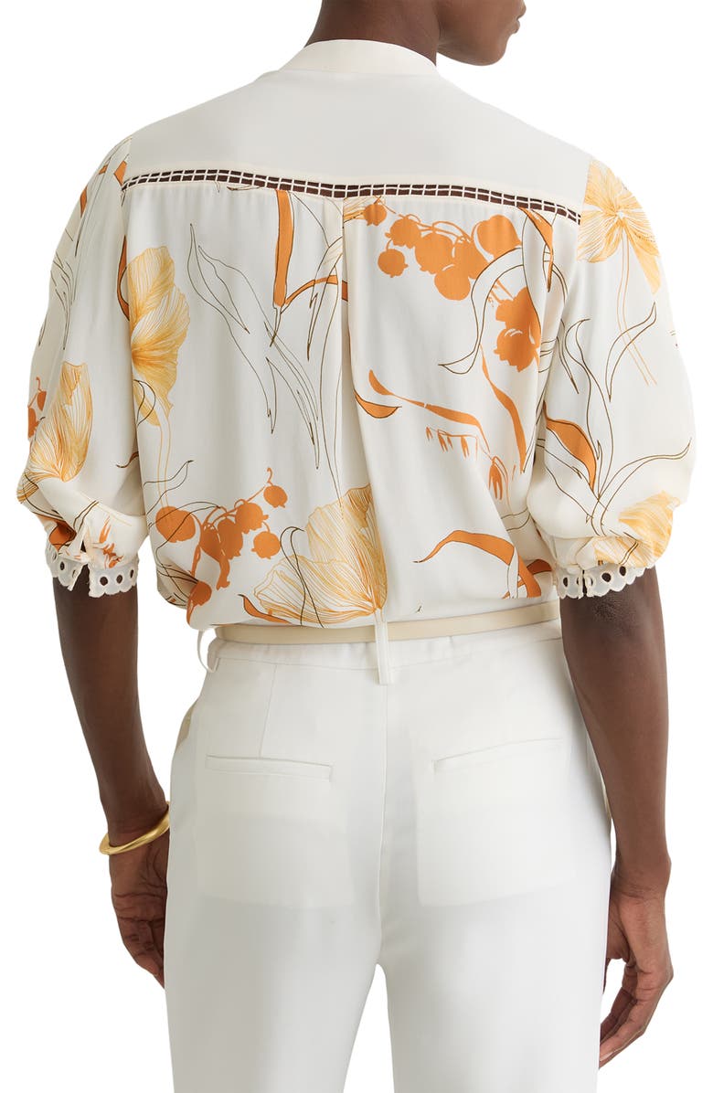 Reiss Louisa Cutwork Overlay Floral Button-Up Shirt, Alternate, color, Ivory/ Pink