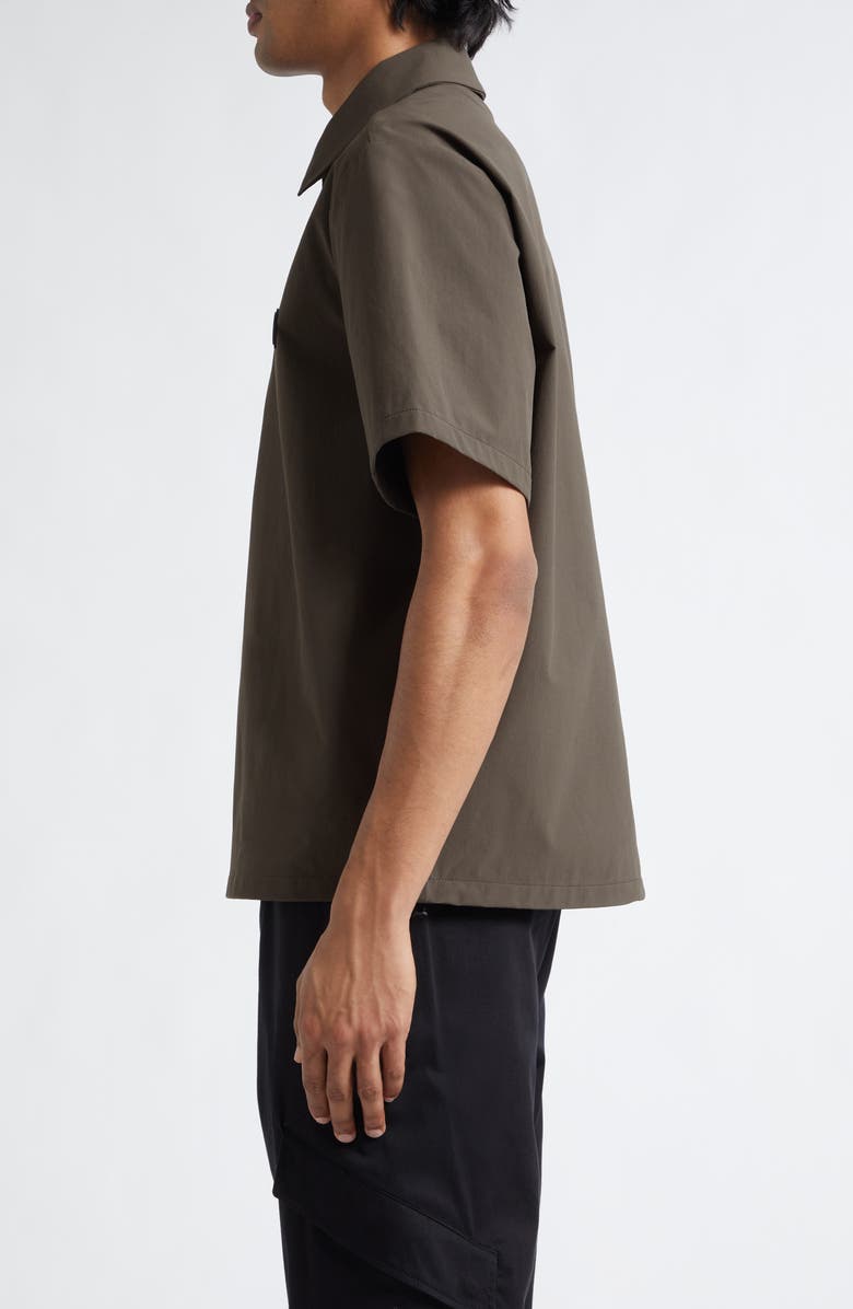 Moncler Logo Patch Quarter Zip Polo, Alternate, color, Peat