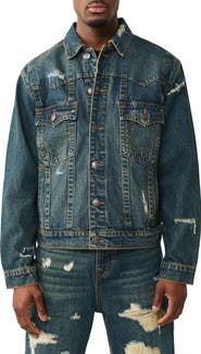 True Religion Jimmy Destroyed Oversize Denim Jacket