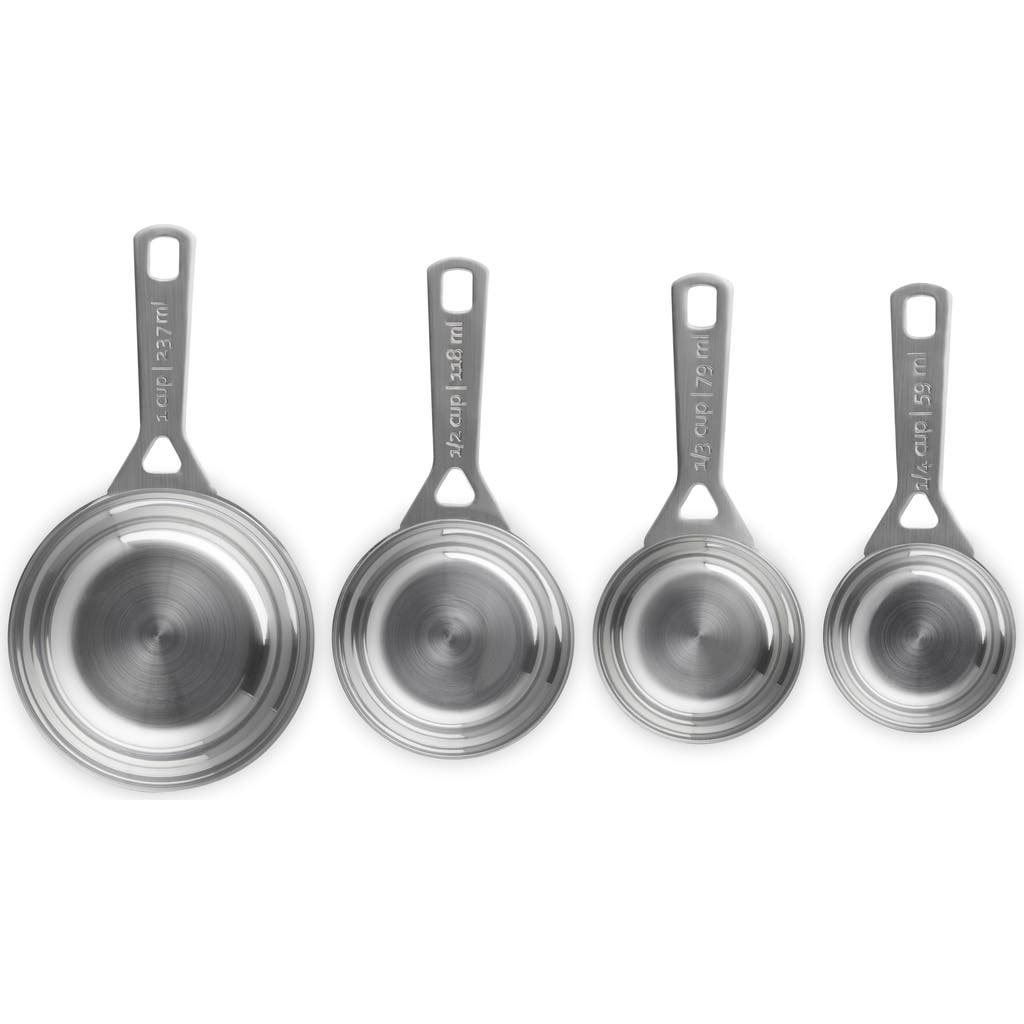 Le Creuset Stainless Steel Four-piece Measuring Cups Set In Silver