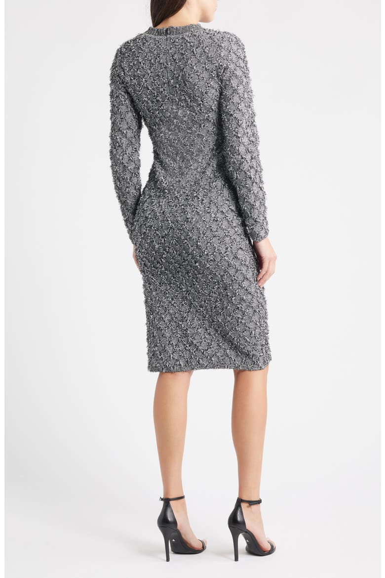 Apollo Fringe Long Sleeve Sweater Dress, Alternate, color, BLACK/ WHITE