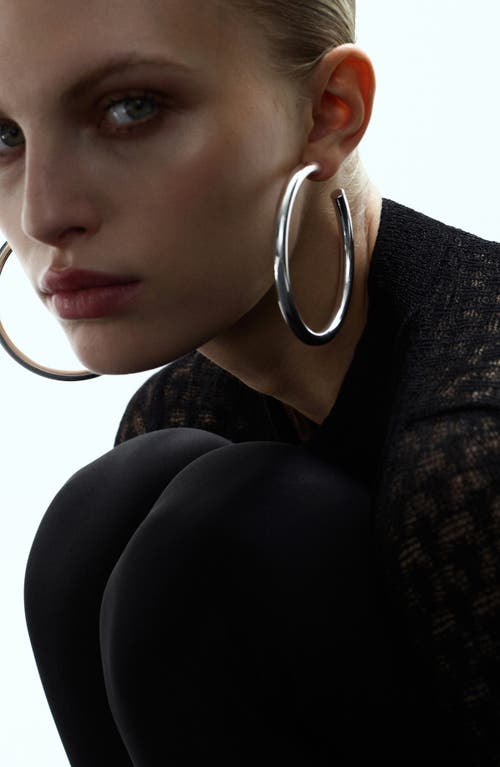 Mango X Kaia Gerber Thick Hoop Earrings In Metallic