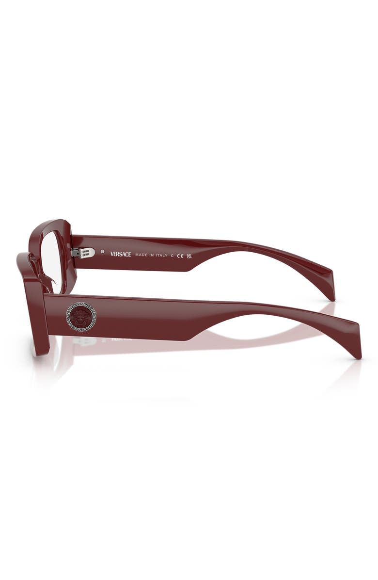 Versace 53mm Rectangular Optical Glasses, Alternate, color, Bordeaux