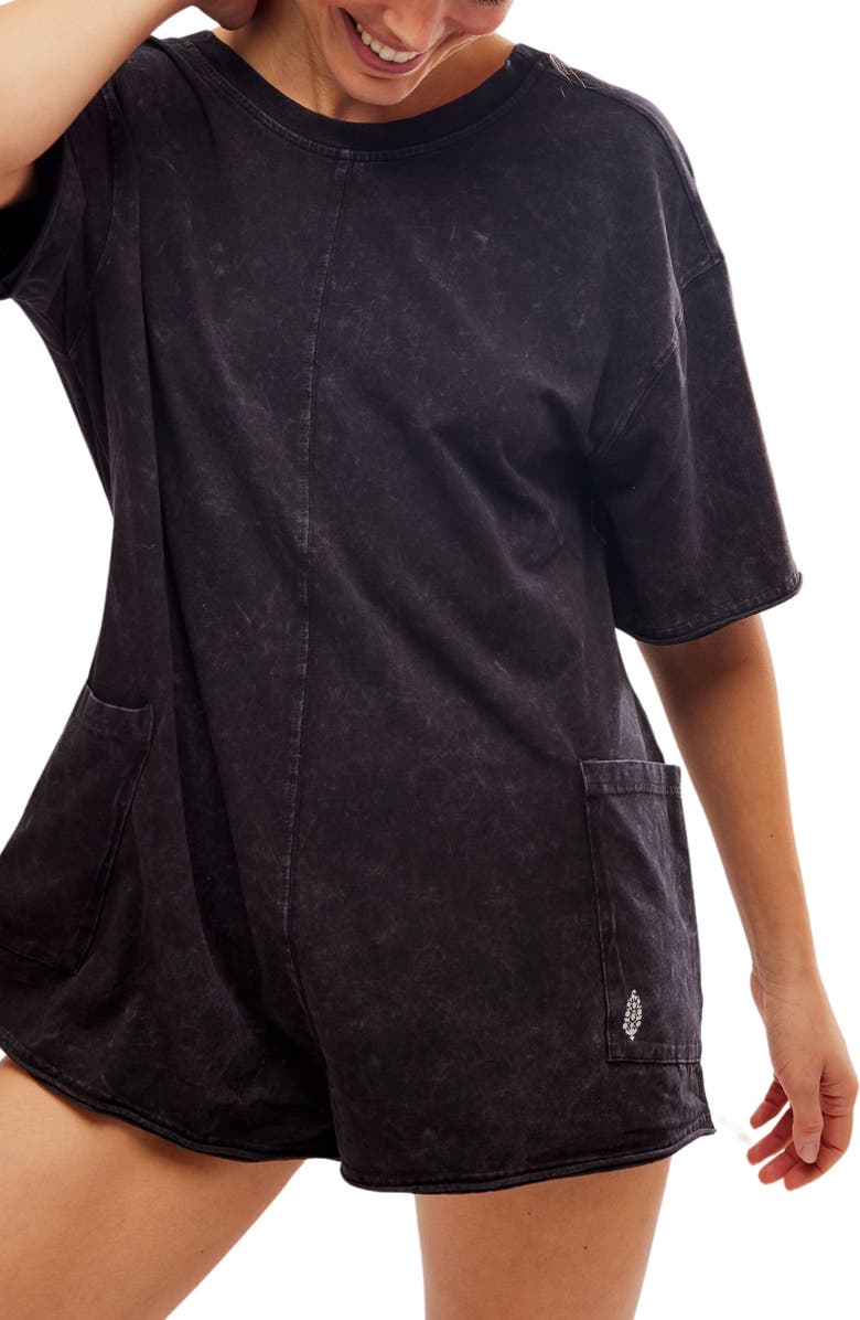 Free People FP Movement Hot Shot Tee Romper, Alternate, color, Black