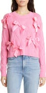 ALICE + OLIVIA Beau Relaxed Fit Bow Detail Cable Sweater