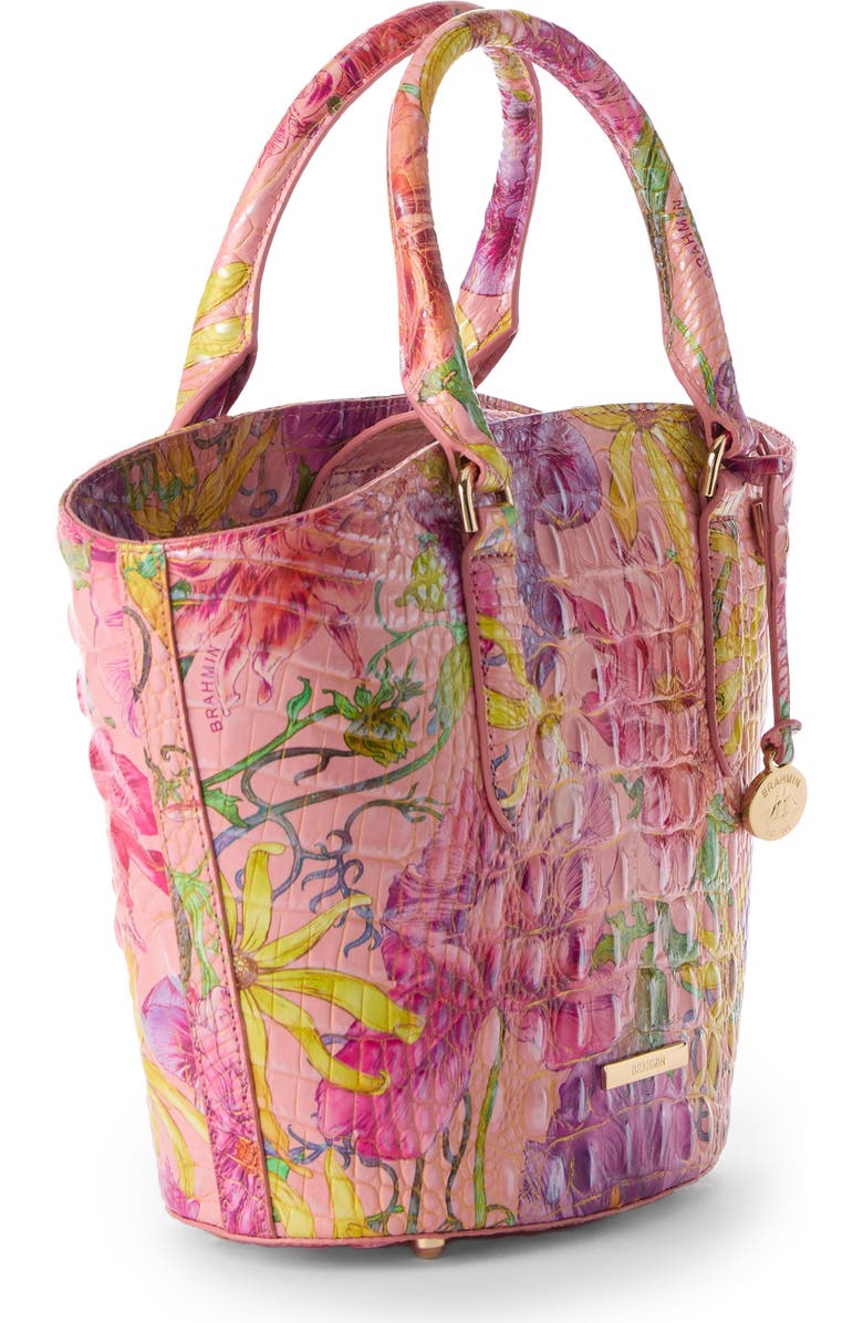 Brahmin Jenny Floral Print Croc Embossed Leather Satchel, Alternate, color,