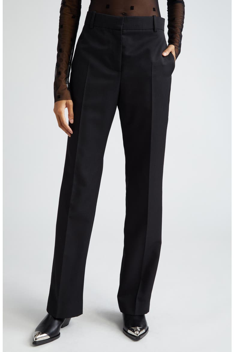 Wool & Mohair Straight Leg Pants, Main, color, BLACK