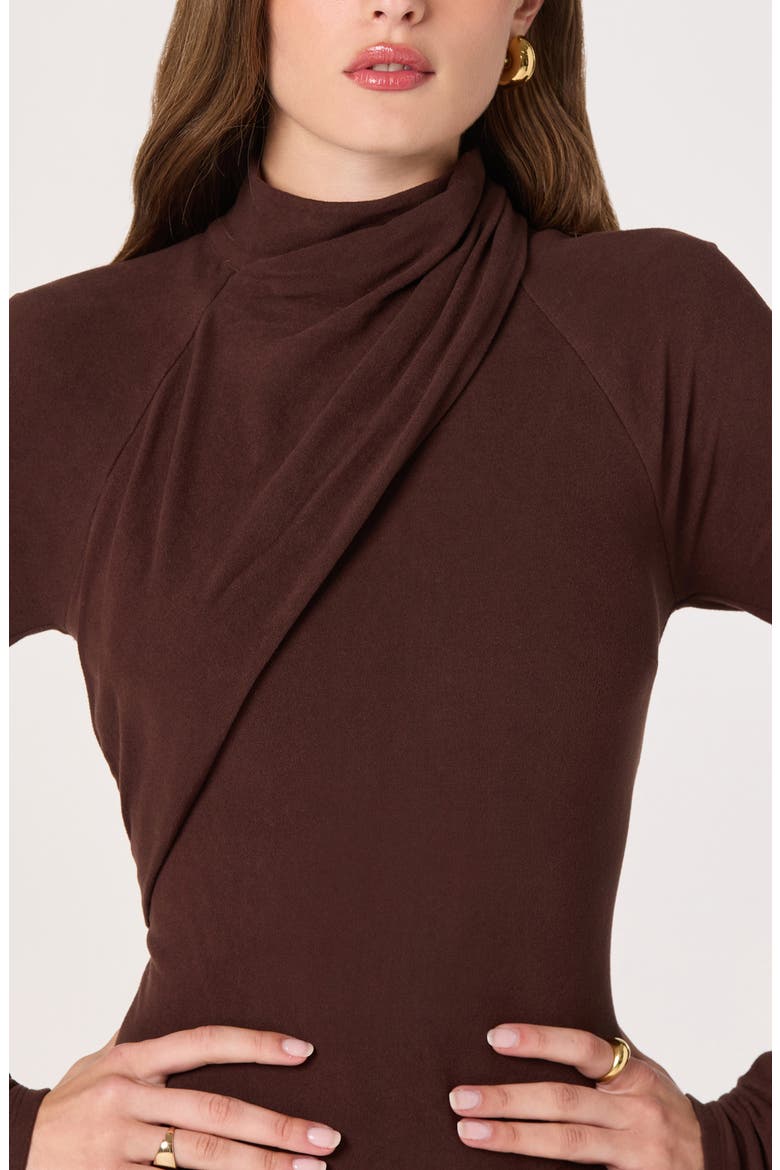 Long Sleeve Mock Neck Dress, Alternate, color, BROWN