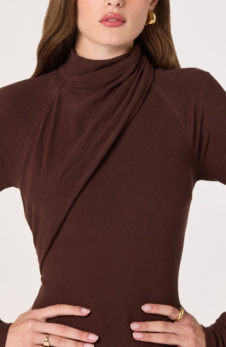 ASTR the Label Long Sleeve Mock Neck Dress, Alternate, color, Brown