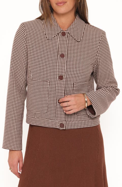 Harvie Houndstooth Cropped Trucker Jacket