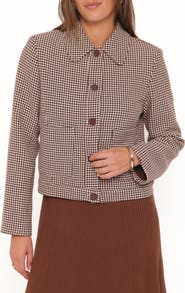 Petal & Pup Harvie Houndstooth Cropped Trucker Jacket