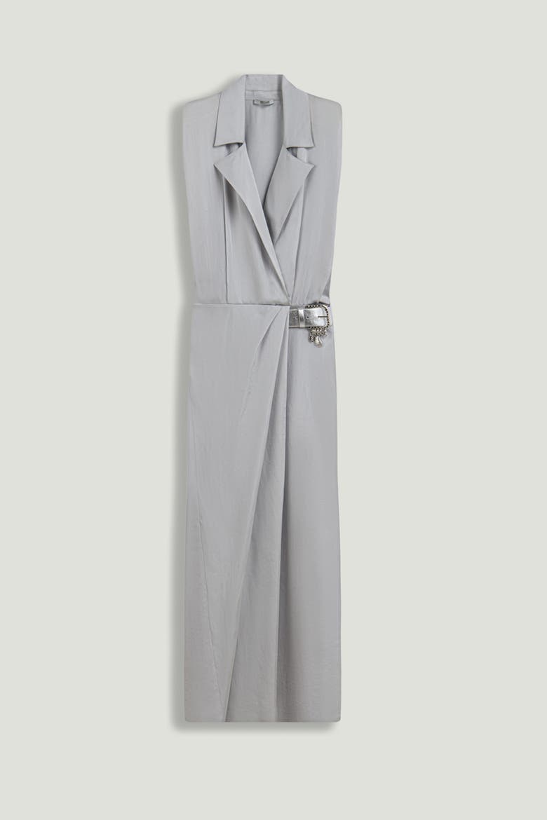 Embellished Belt-Detail Maxi Dress, Alternate, color, Grey