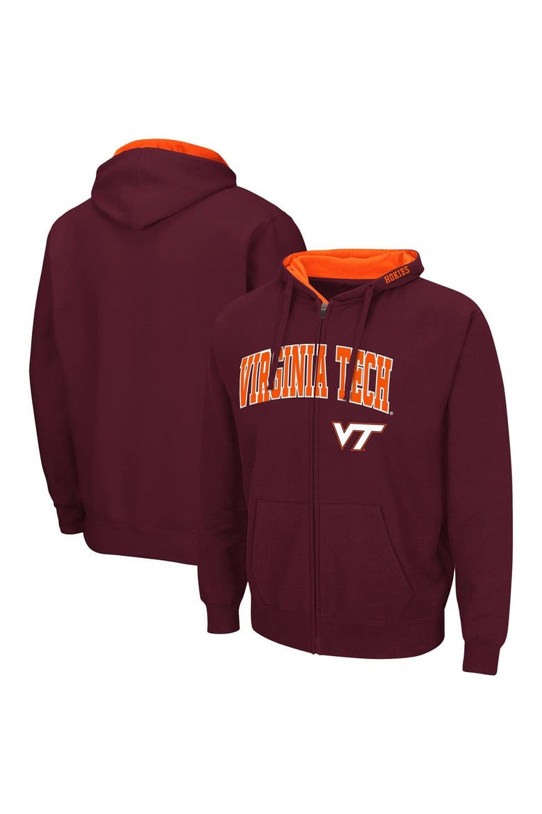 Men's Colosseum Maroon Virginia Tech Hokies Arch & Logo 3.0 Full-Zip Hoodie, Main, color, Maroon